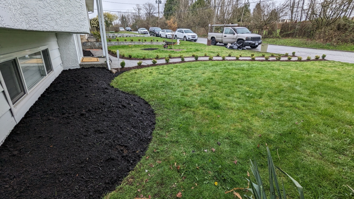 Fresh bark-mulch bed