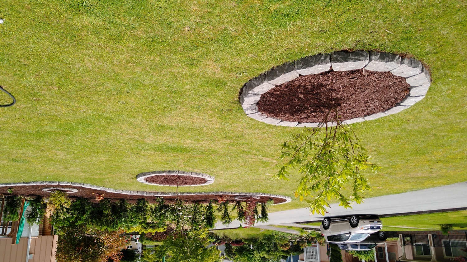 Circular stone garden bed