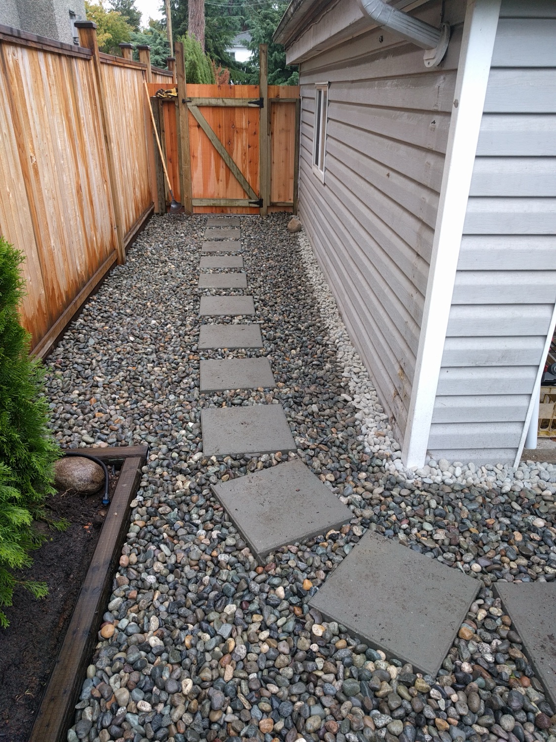 Stepping-stones set in river rock